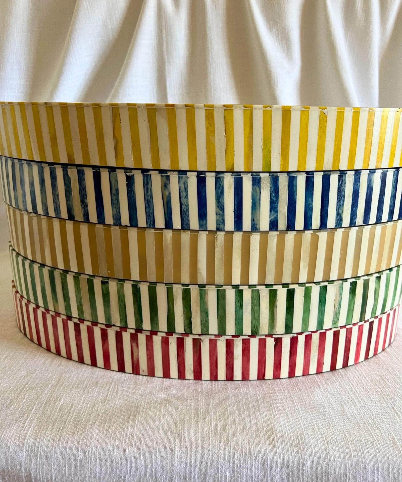 Oval Inlay Tray | Large | Yellow | Striped