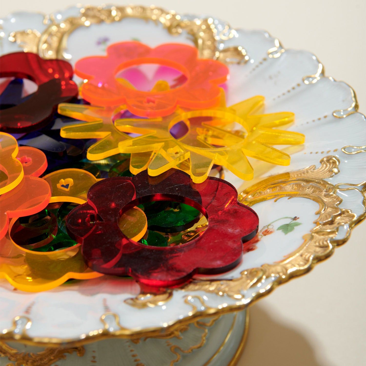 Rainbow Floral Lucite Napkin Rings | Set of 4