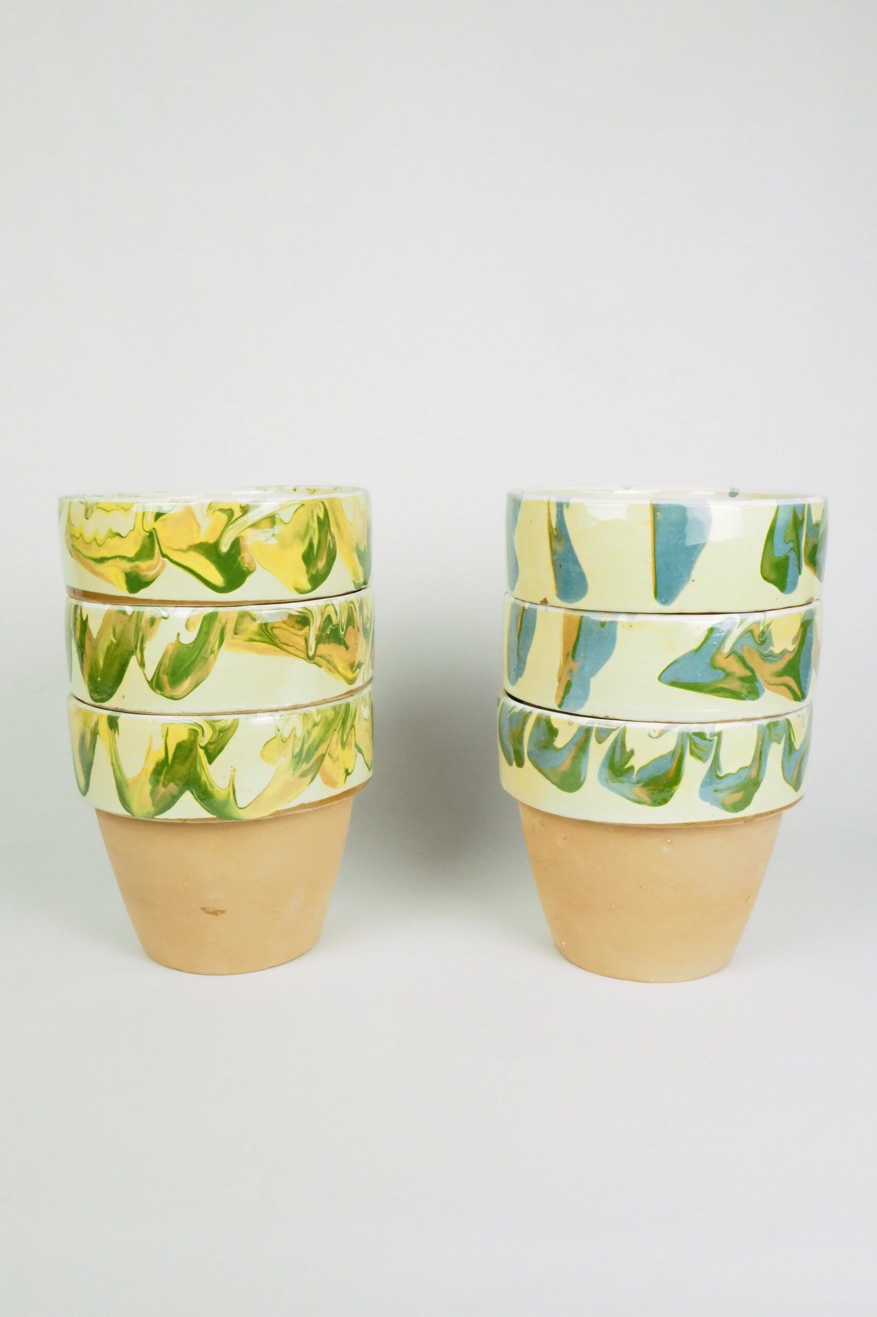 Yellow Marbled Terracotta Planter
