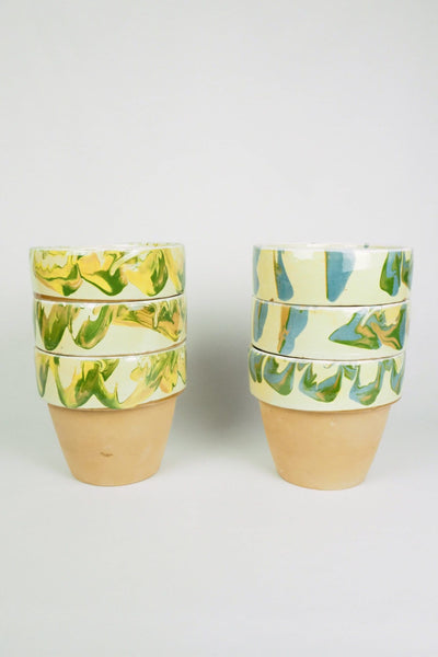 Yellow Marbled Terracotta Planter