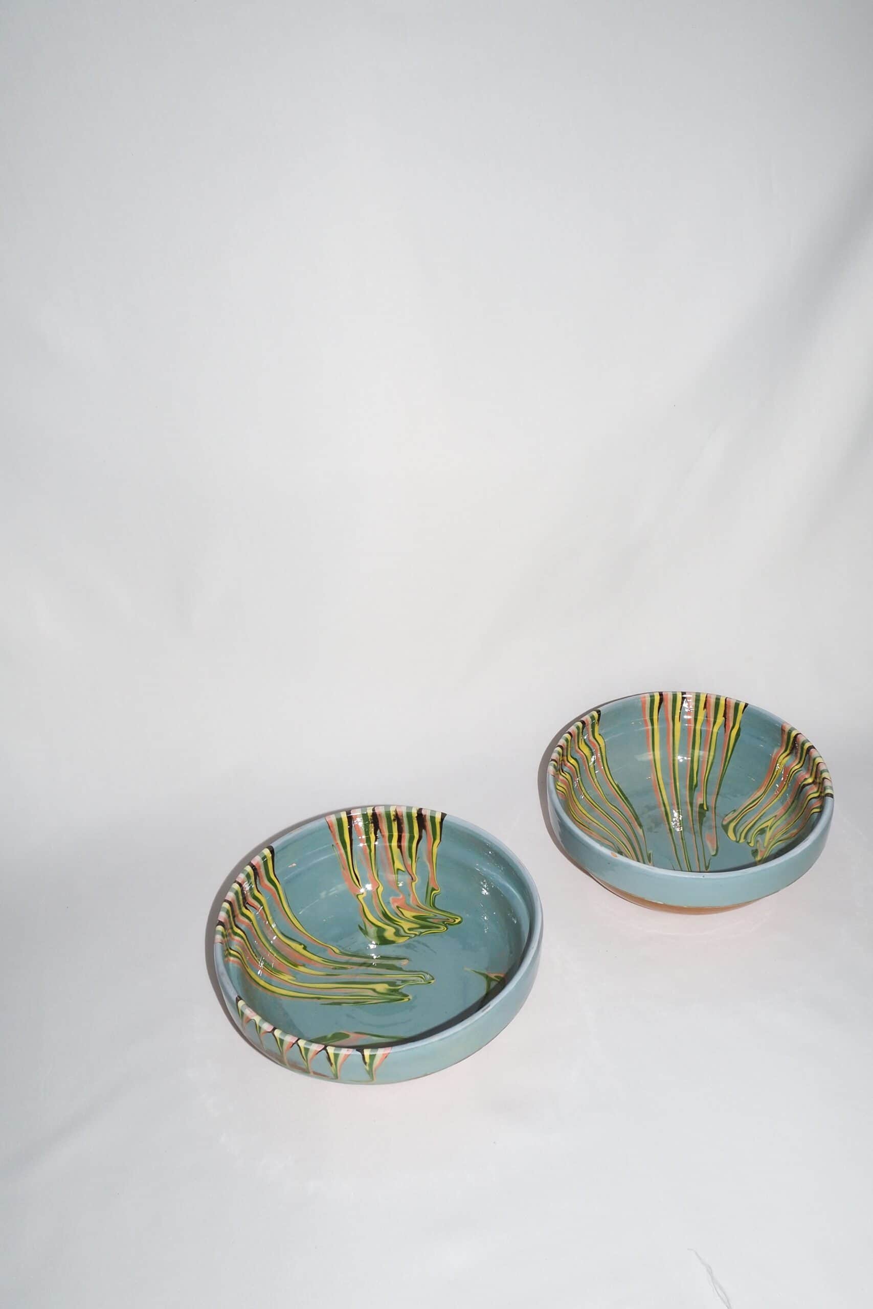 Blue Marbled Large Serving Bowl