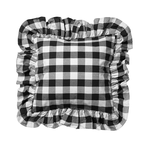 Frill Cushion Cover b/w