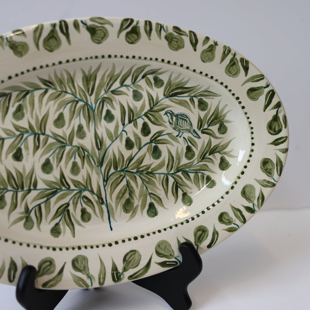Partridge in a Pear Tree Hand Painted Platter 01