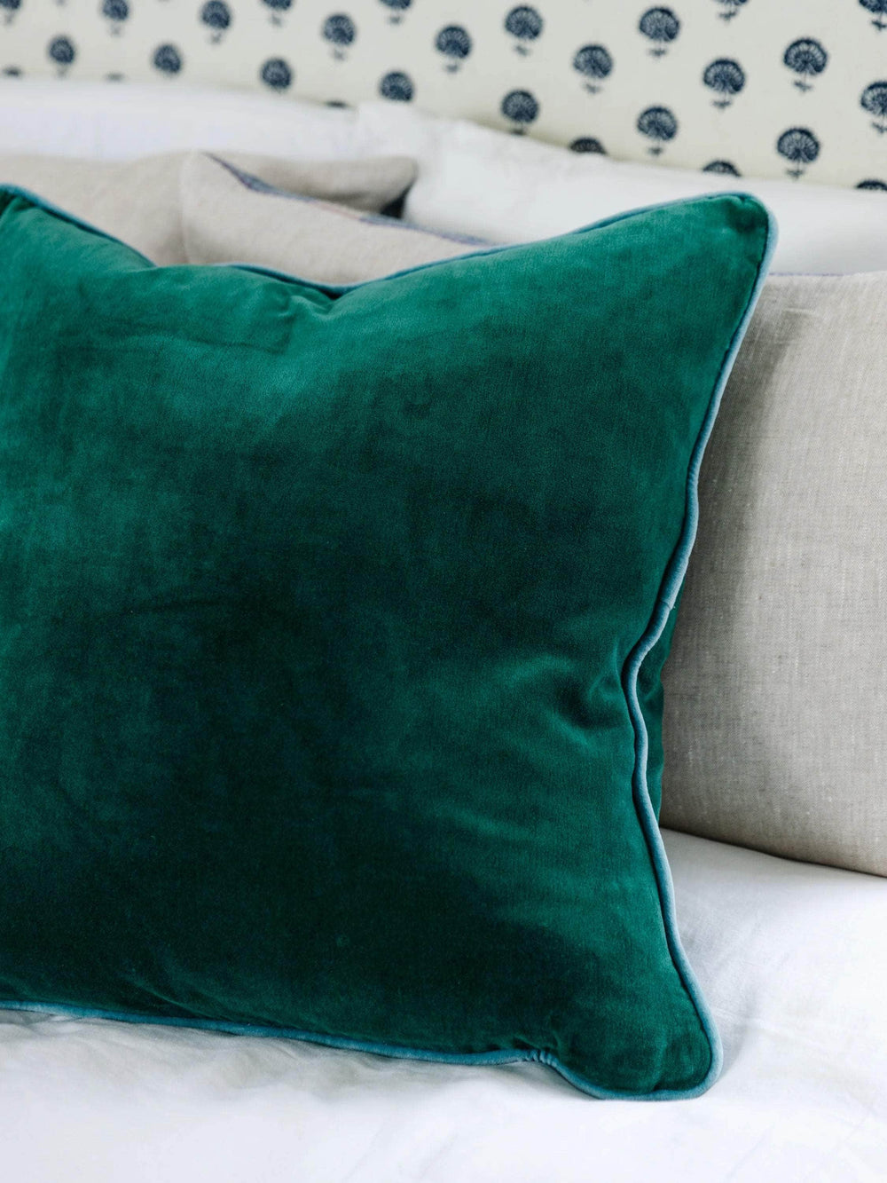 Charliss Velvet Pillow - Green + Aqua