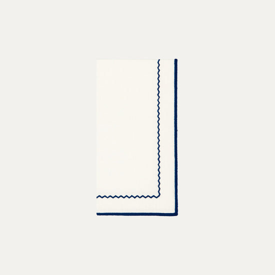 Cradle Napkin, White with Blue, Premium Linen and Cotton Blend