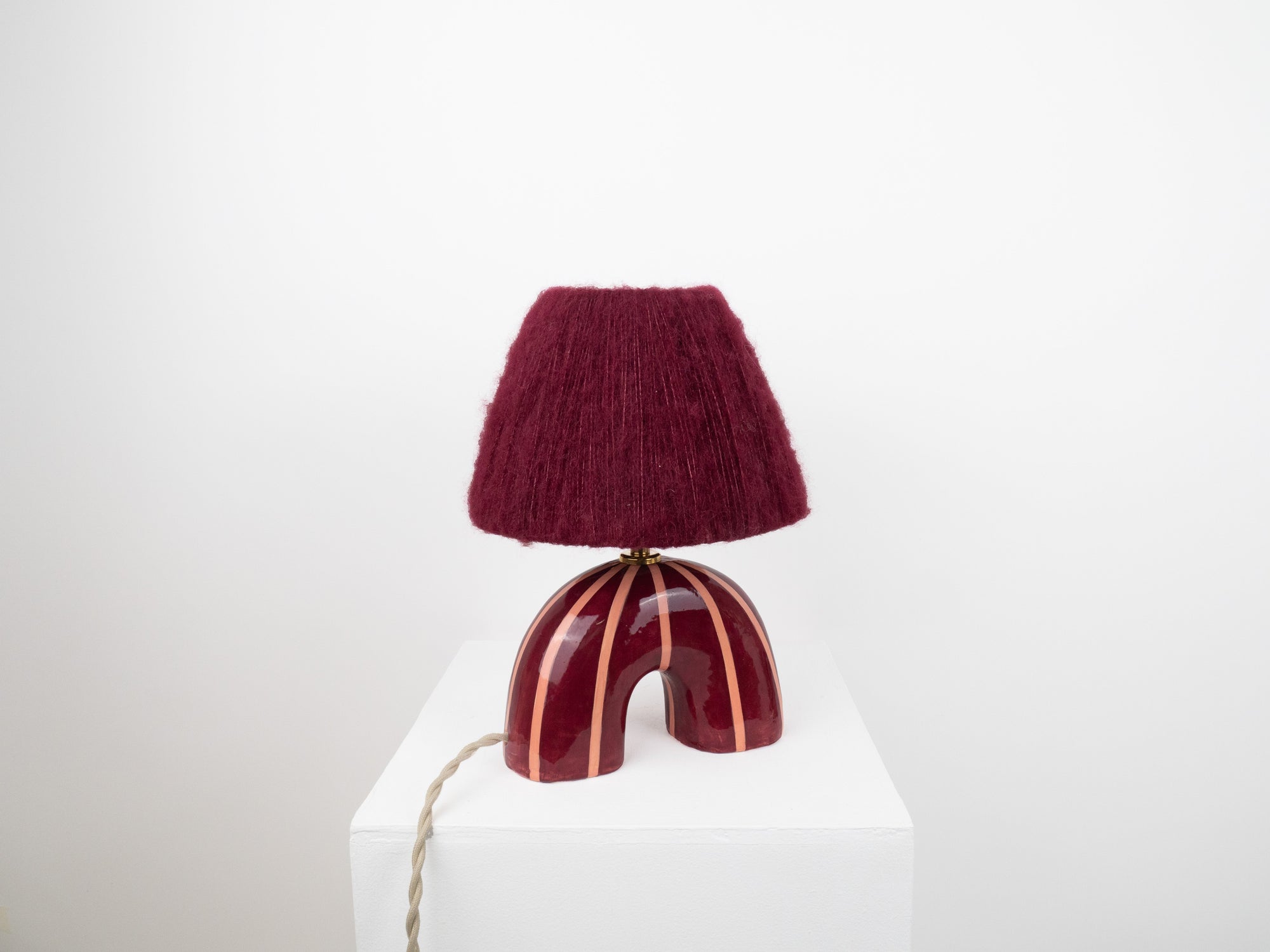 'Me' Table Lamp - Maroon Stripes