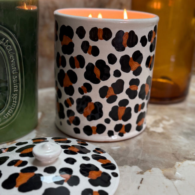Large Leopard Candle