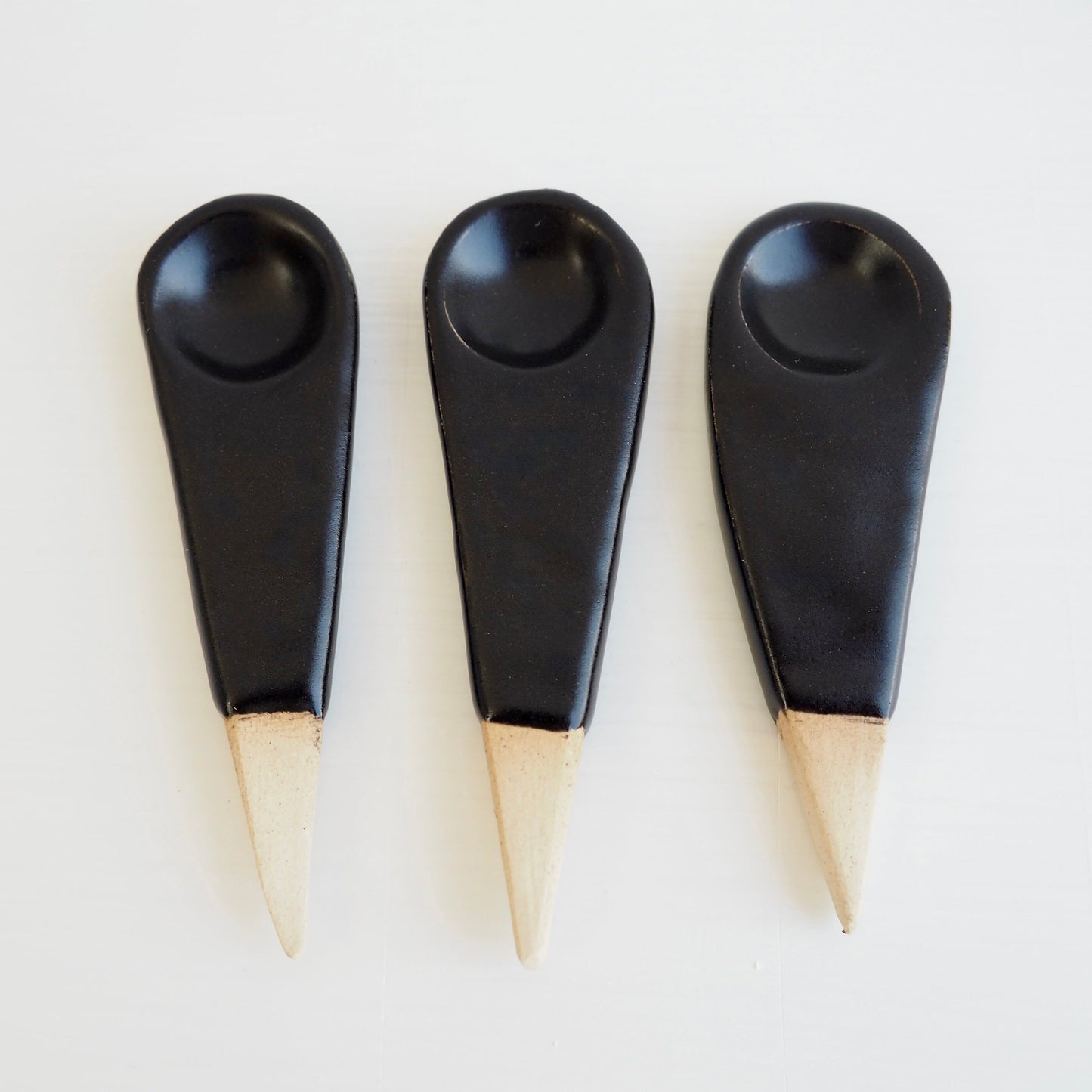 Handmade Mini Black Satin Pottery Salt / Spice Spoon