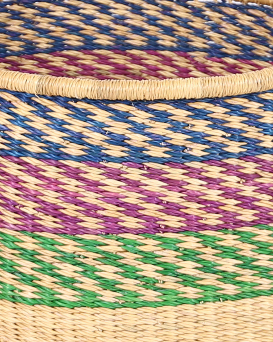 KUNLE: Small Blue, Purple & Green Floor Storage Basket With Handles