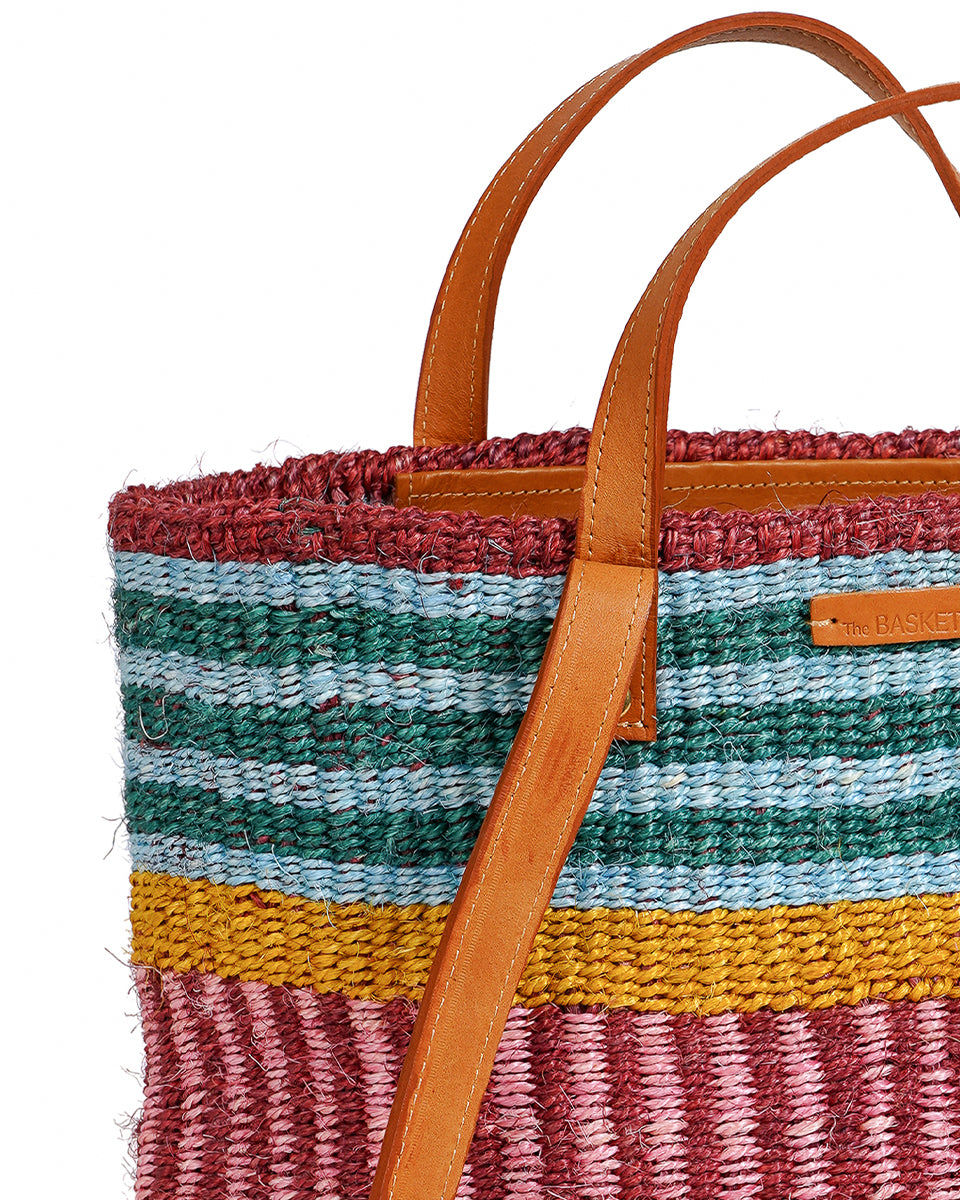 BINAFSI: Sports Luxe Multi-Tone Patterned Sisal Shopper