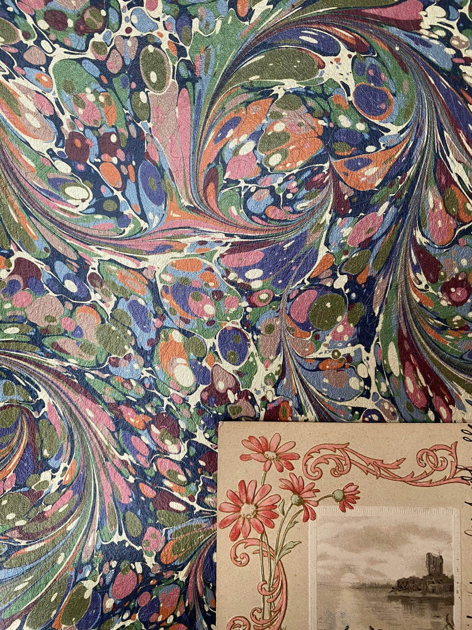 Marbled Wallpaper - 'Dusk' Col: 'Tourmaline'- Mica Coated Non-Woven