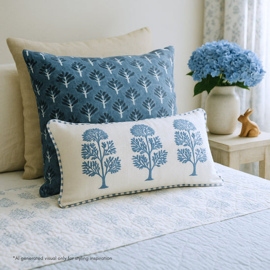 Neera Linen Hand-Printed Pillow Cover
