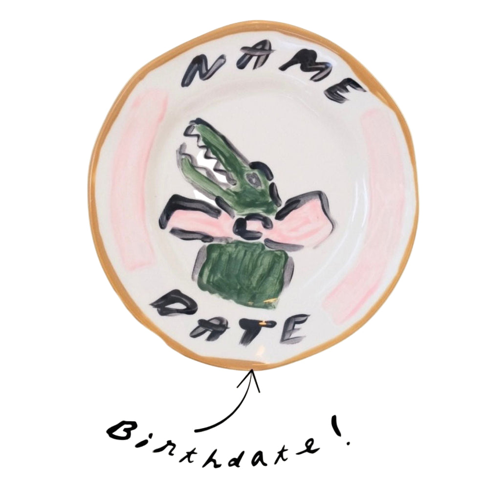 Personalised Pink Crocodile Decorative Plate