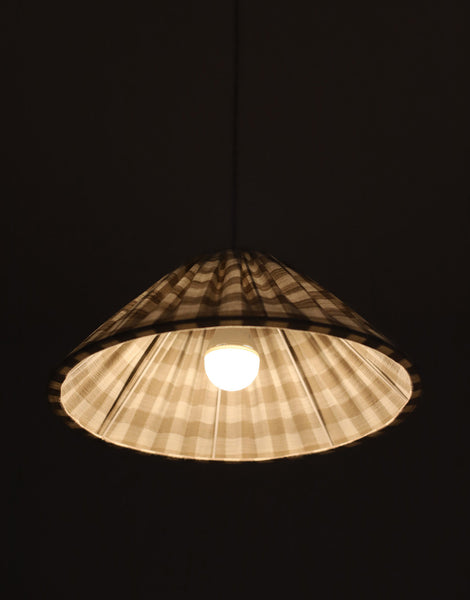 Malala Conical Pendant Light in Beige with Large Check Pattern