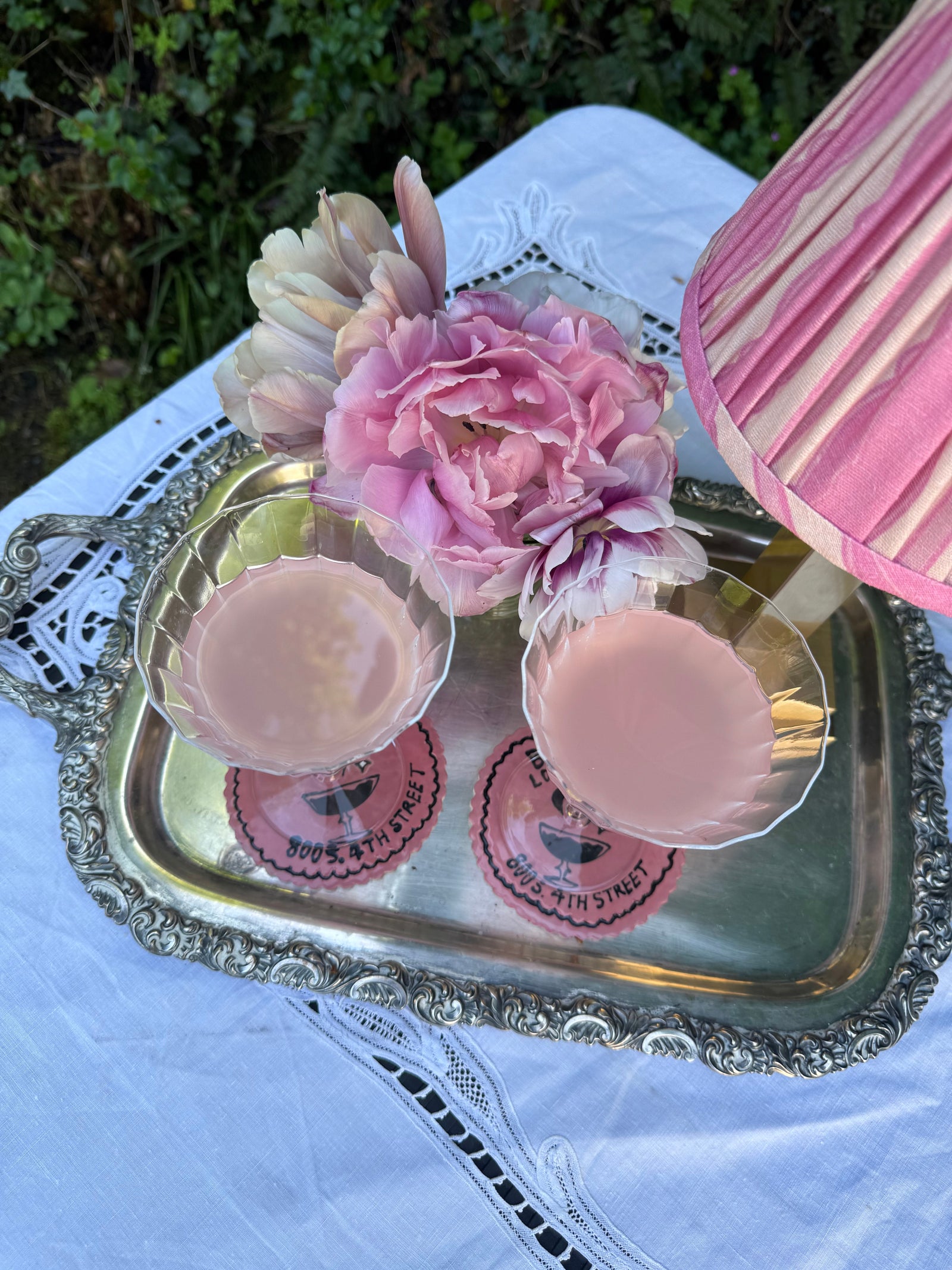 Philia Rechargable Table Lamp Pink Scallop Stripe