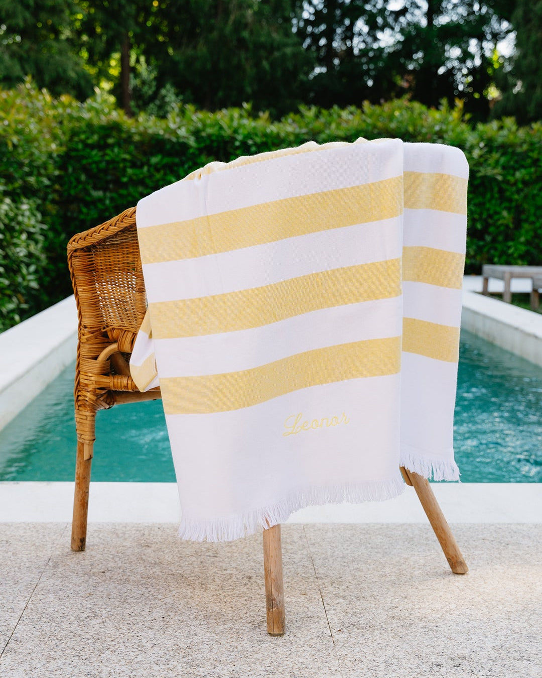 Personalised Yellow Striped Beach Towel