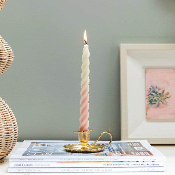 Scalloped Brass Candle Holder
