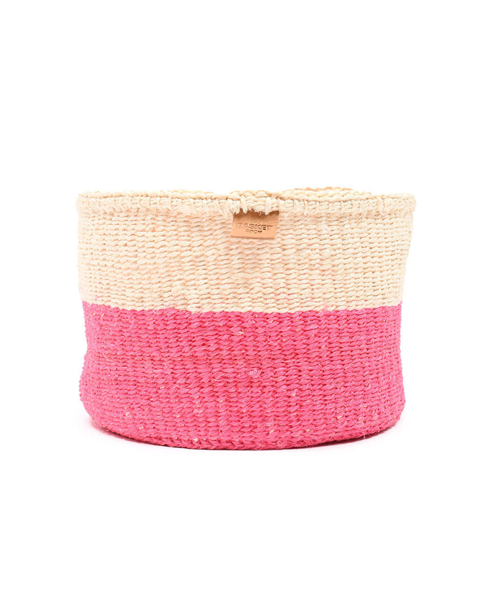 HOJI: Hot Pink Colour Block Woven Basket
