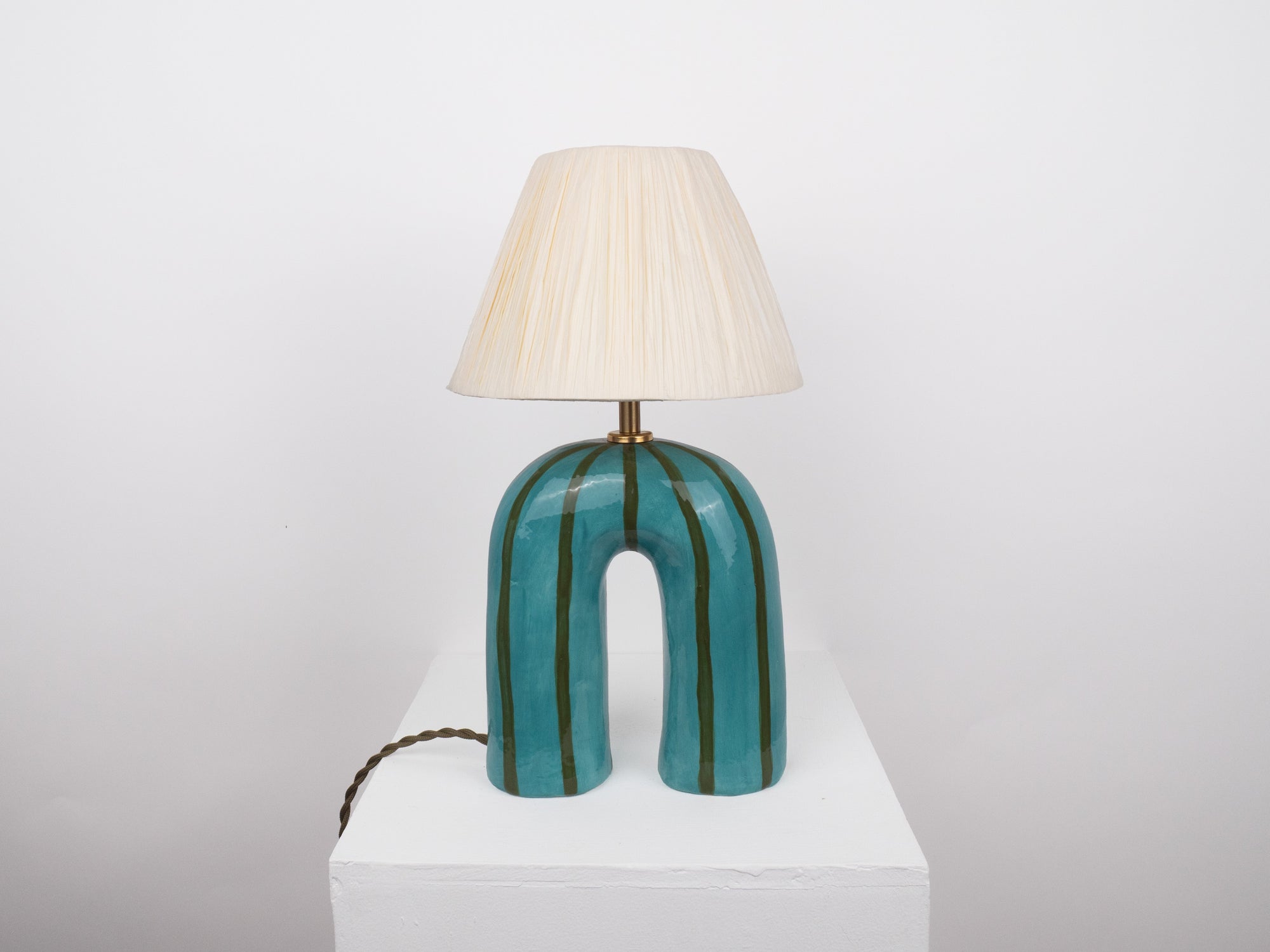 'You' Table Lamp - Green Stripes