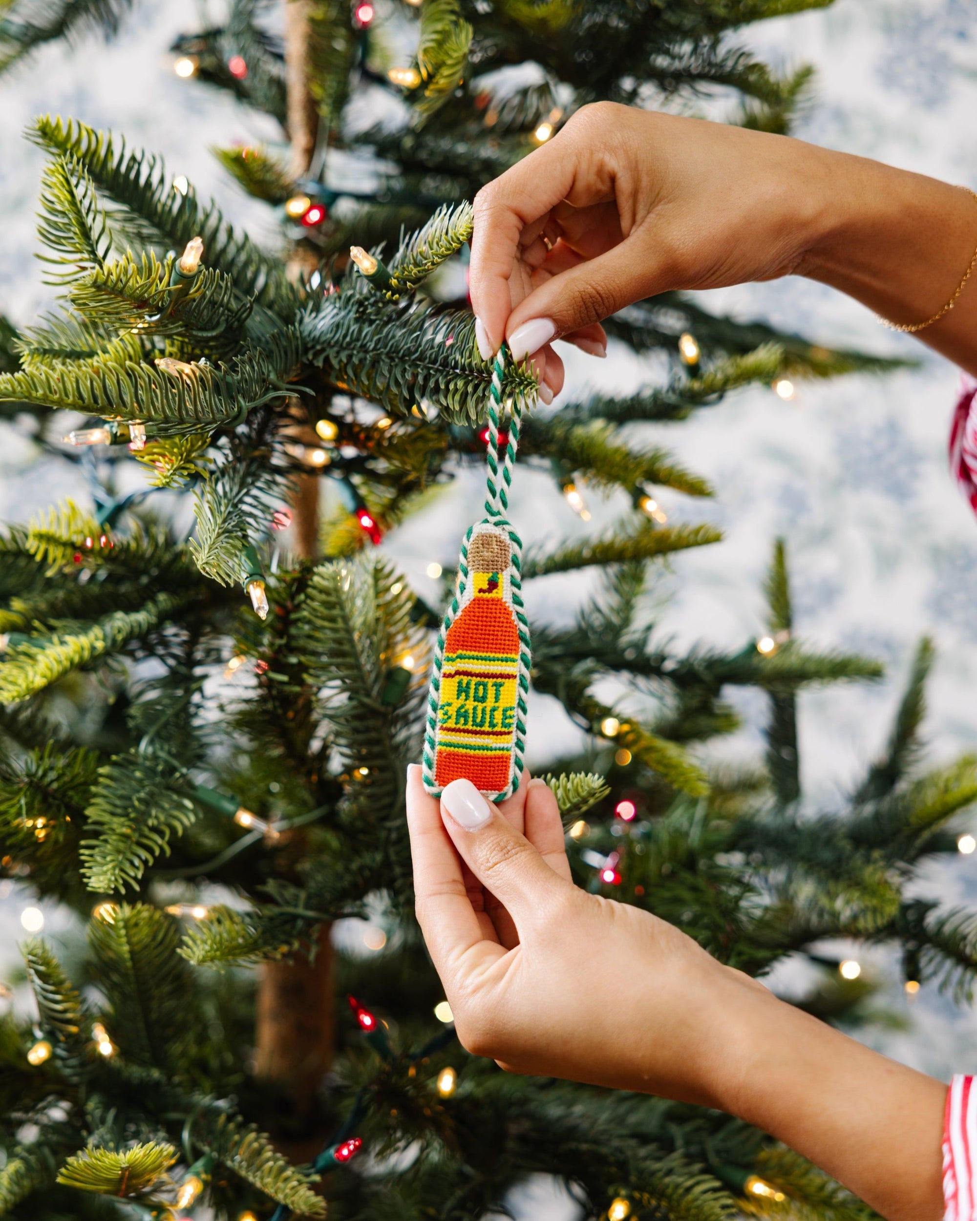 Needlepoint Icon Ornament - Hot Sauce