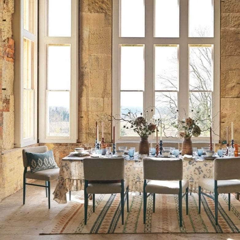 Tara Embroidered Velvet Cushion - Chambray Blue