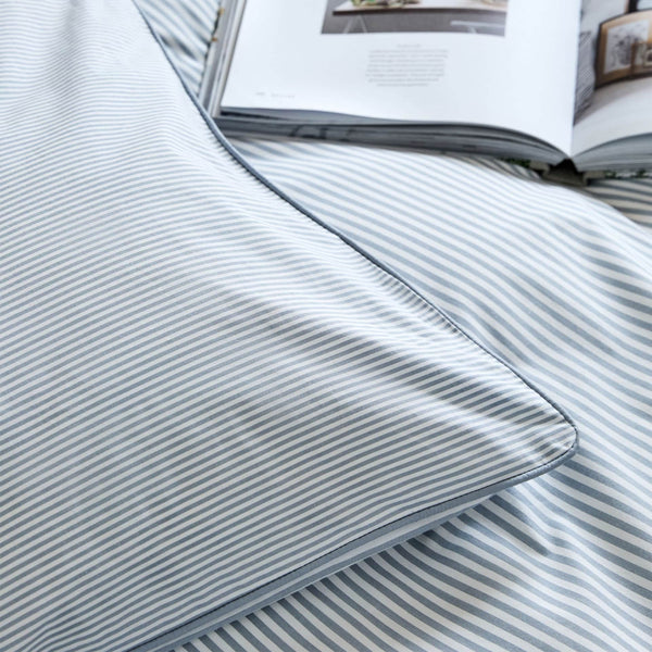 Luxury Organic Cotton Blue Striped Bedding Set