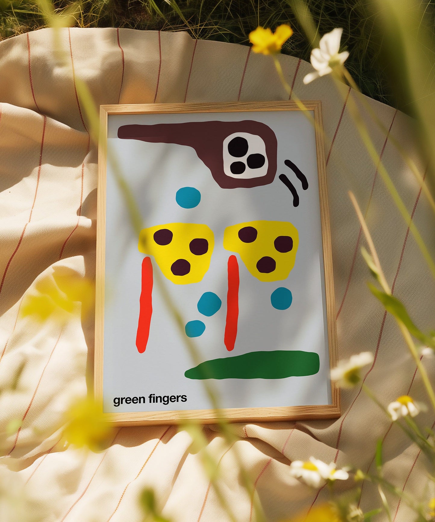 Green Fingers Print - Blue-Grey
