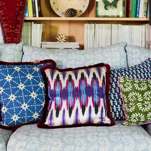 Cushion Brushed Fringe Stars in Blue