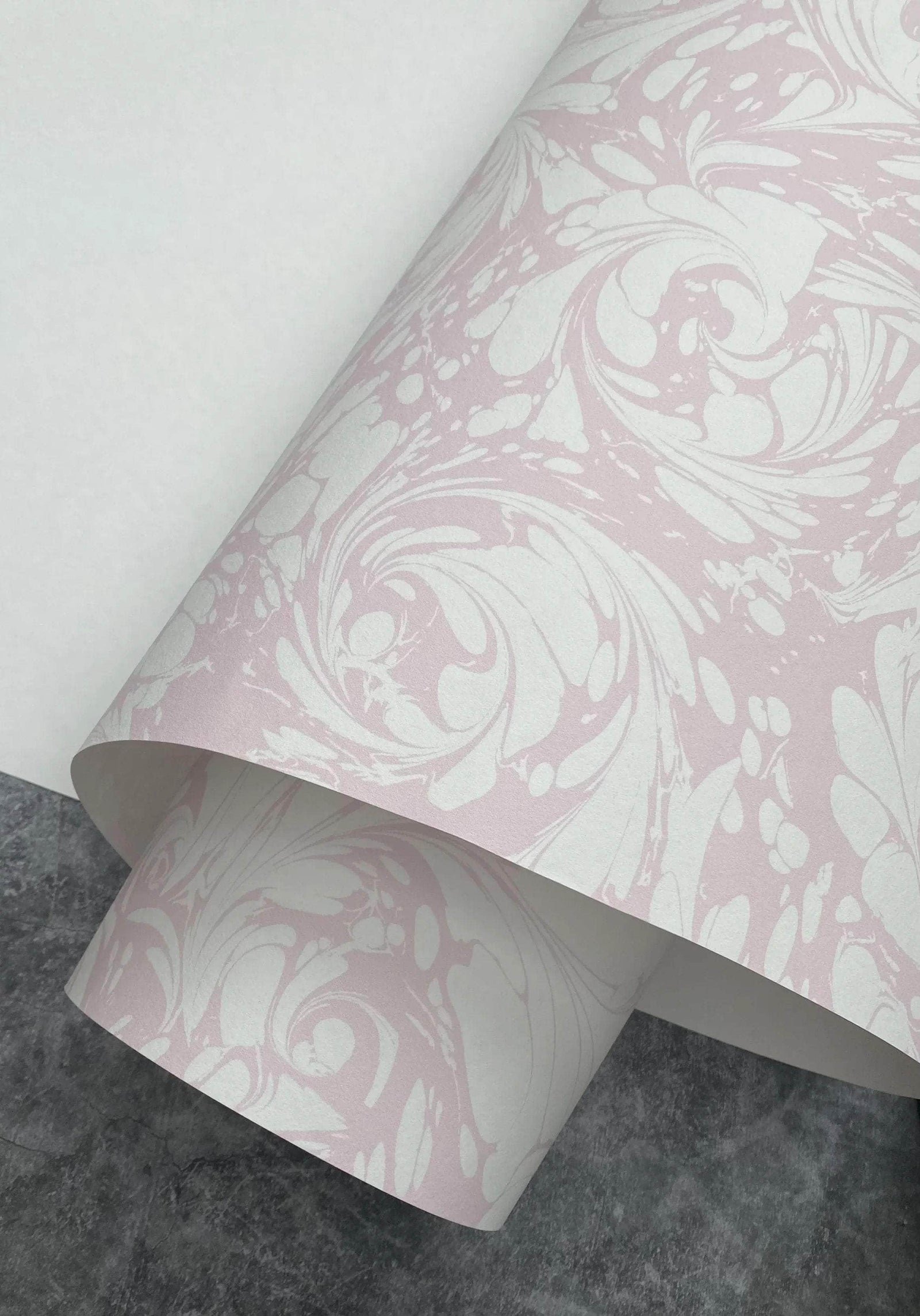Marbled Wallpaper - 'Flourish' Col: Candytuft - Eco Non-Woven