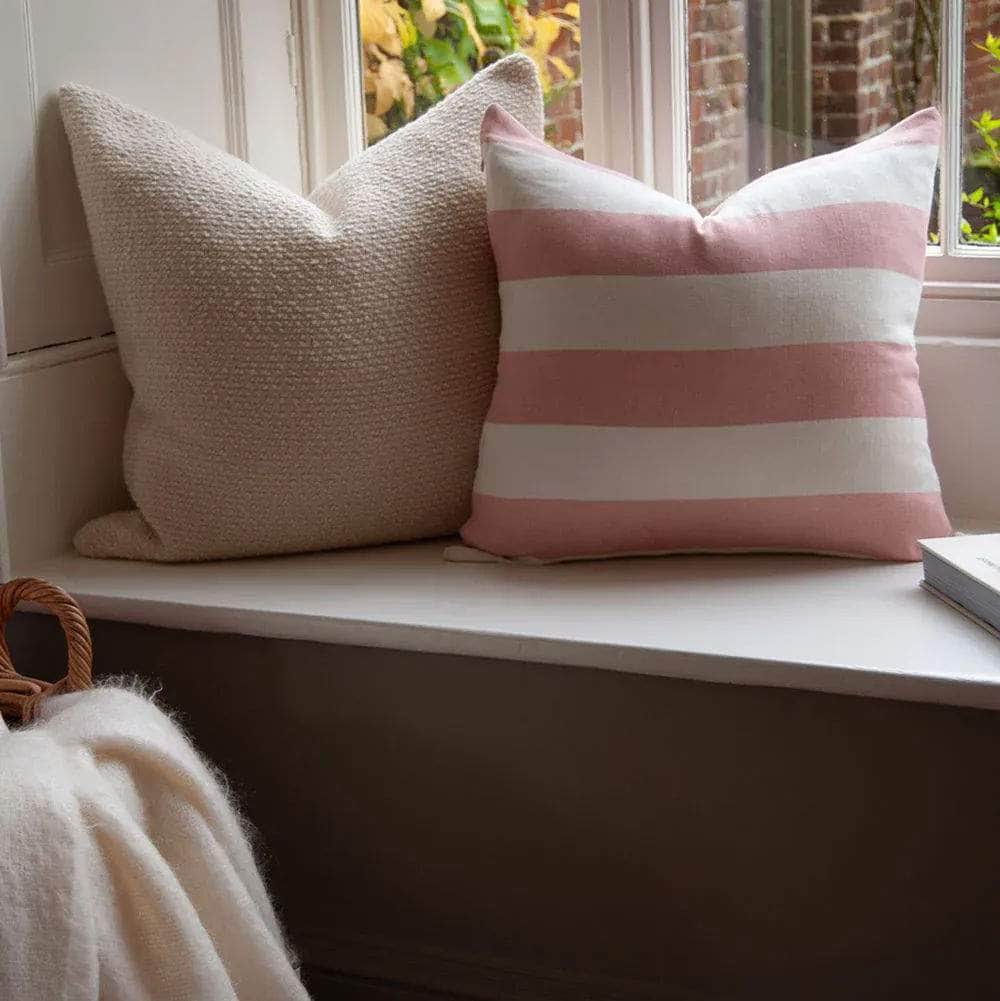Riviera Striped Linen Cushion - Pink