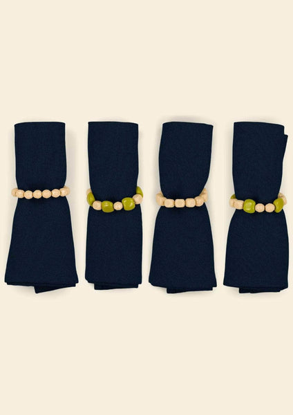 The Green Olive & Ivory Beaded Napkin Rings (set of 4)