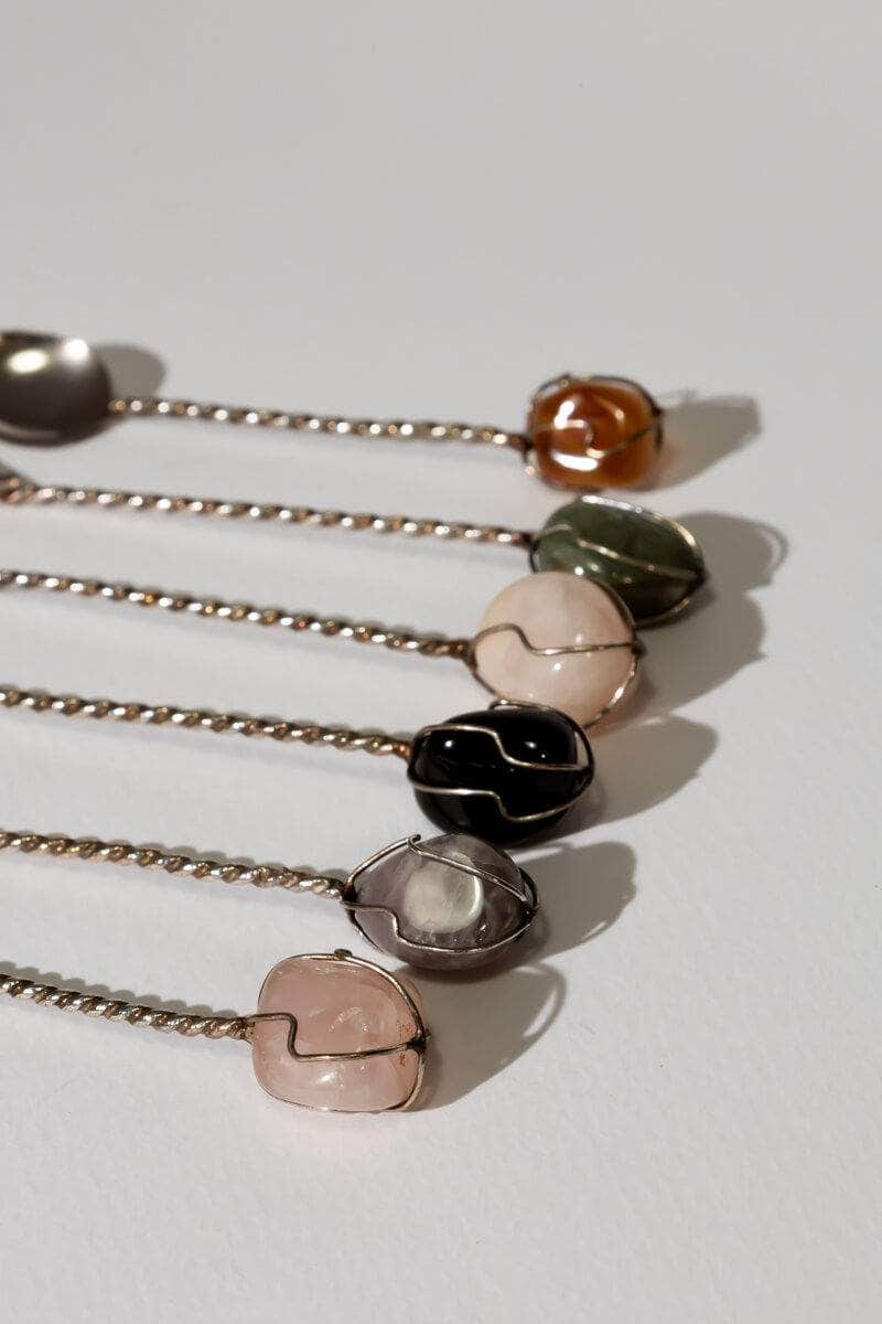 Demitasse Spoon Set with Stones