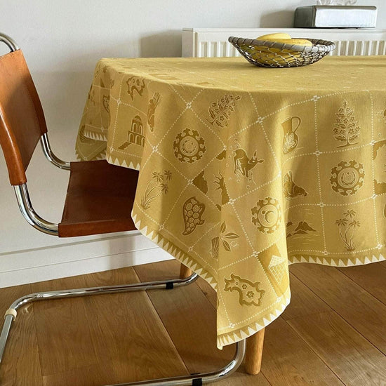 Redwork Tablecloth in Yellow