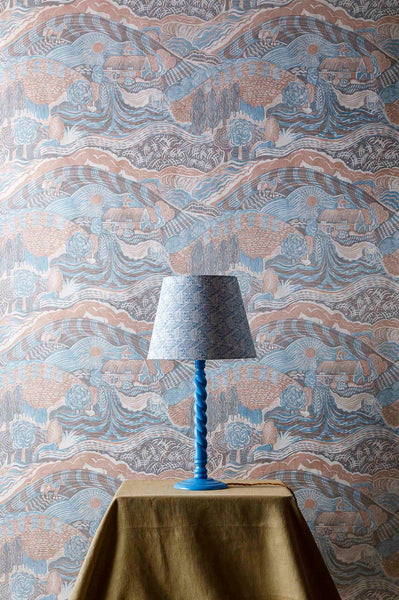 The Plough Wallpaper in Blue and Grey