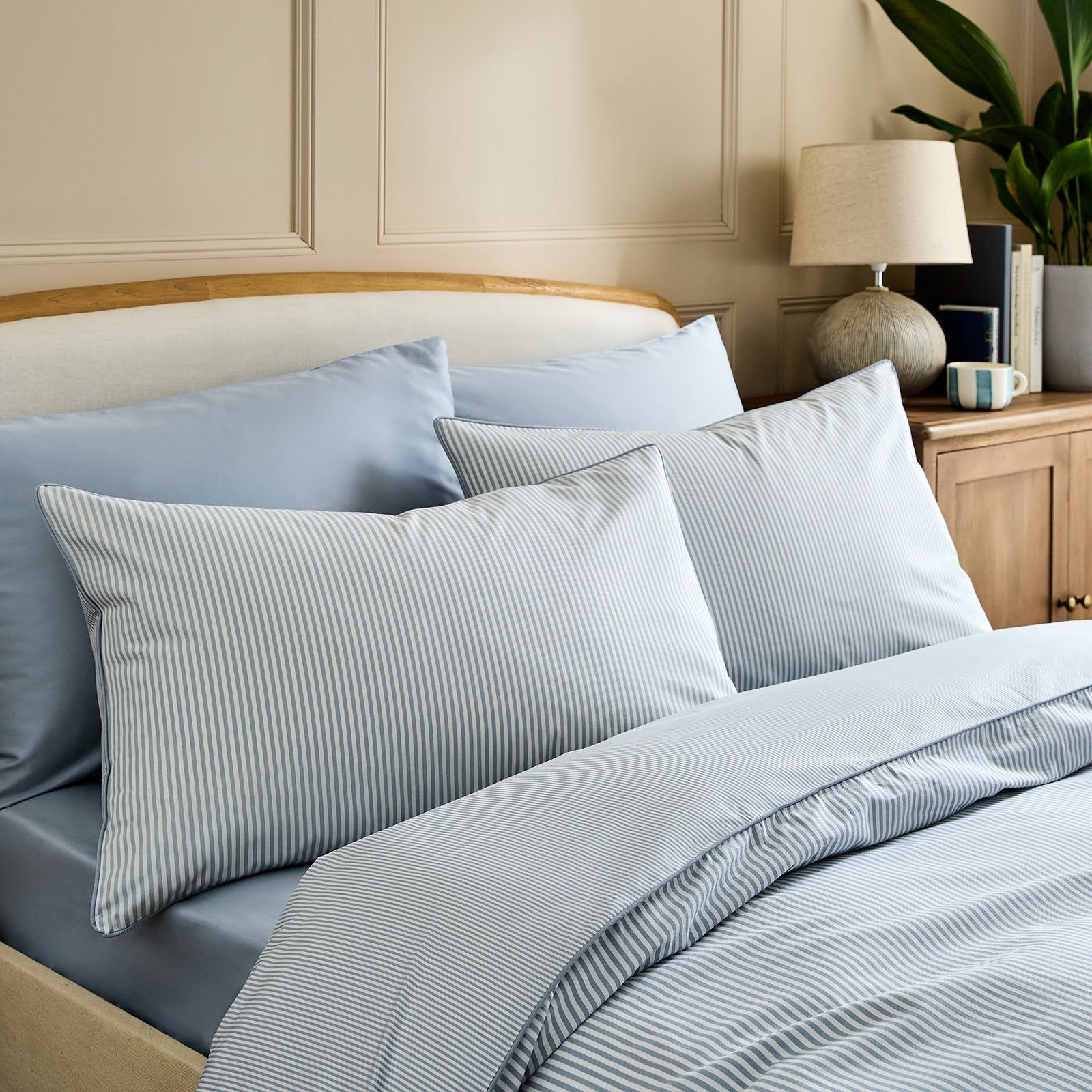 Luxury Organic Blue Striped Pillowcases