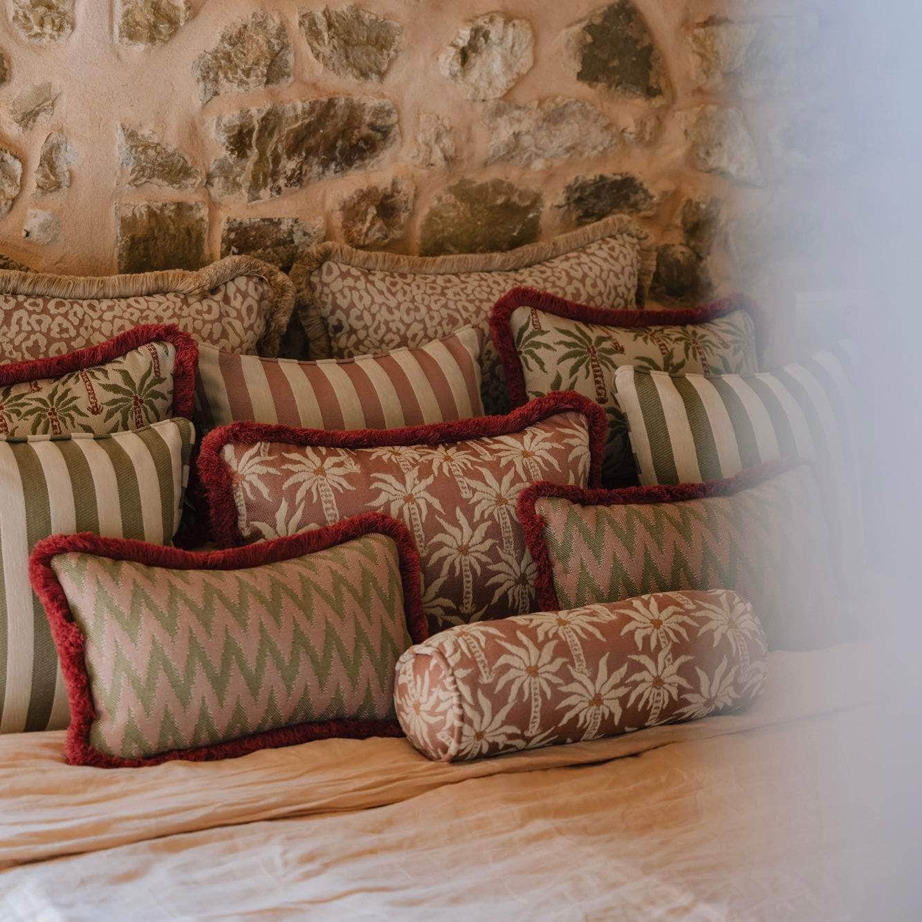 Double Sided Cushion Maya Rose & Ecru x Rosita Olive & Rose