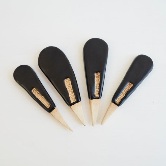 Handmade Mini Black Satin Pottery Salt / Spice Spoon