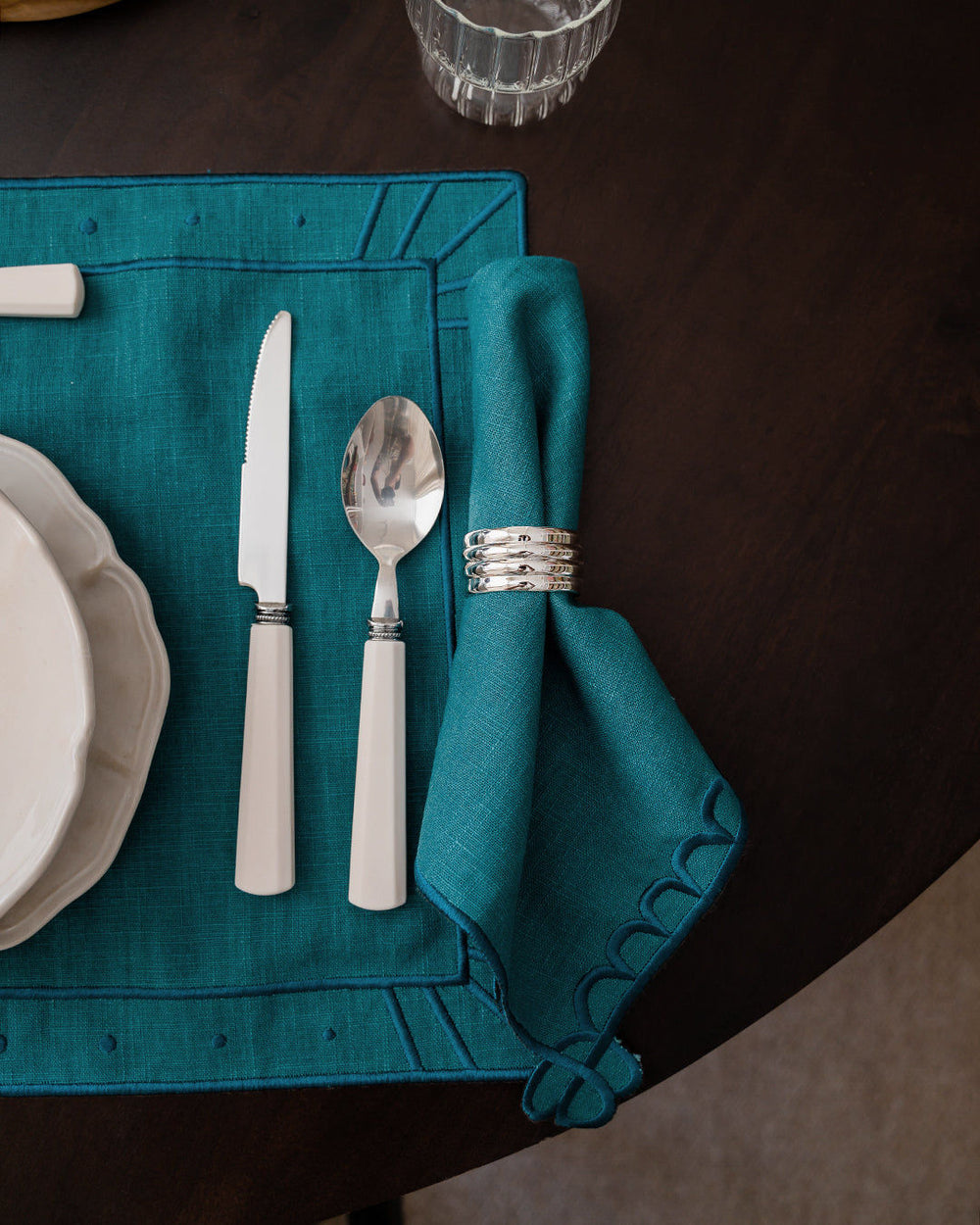Belle Nuit Napkin, Sea Green with Sea Green