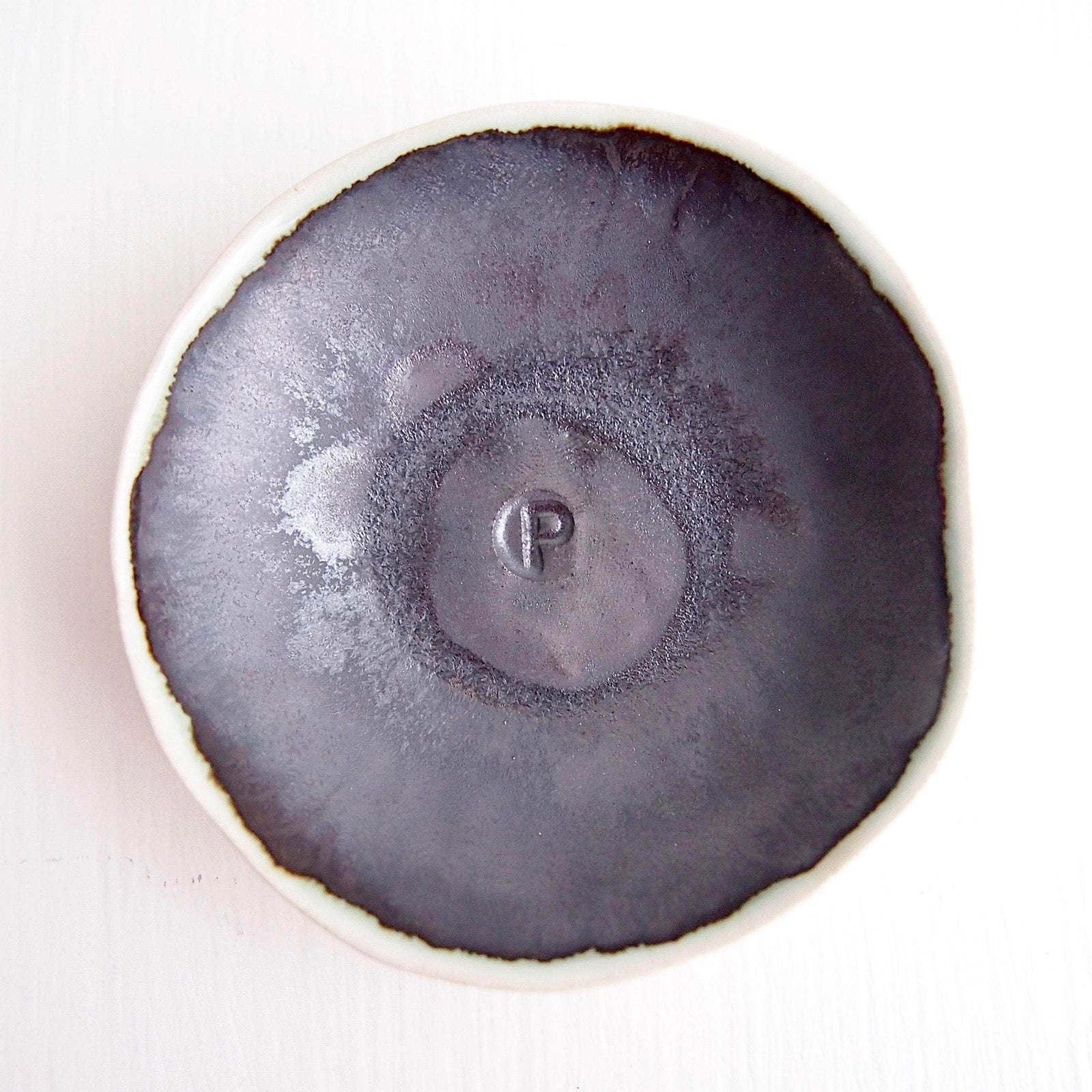 Ceramic Handmade Pair of Black and White Salt + Pepper Dish