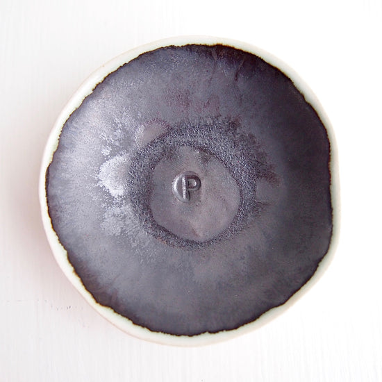 Ceramic Handmade Pair of Black and White Salt + Pepper Dish