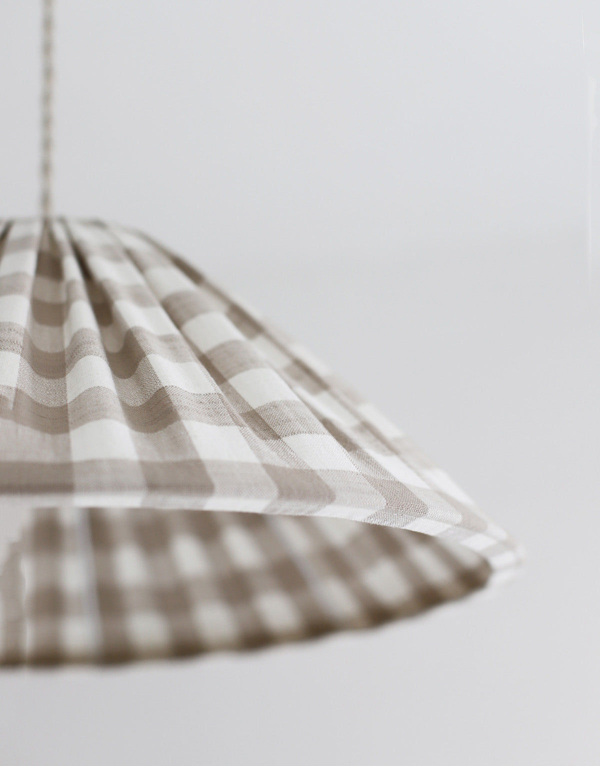 Malala Conical Pendant Light in Beige with Large Check Pattern