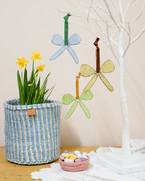 HAKI: Blue Hand-beaded Pastel Bow-Shaped Decoration