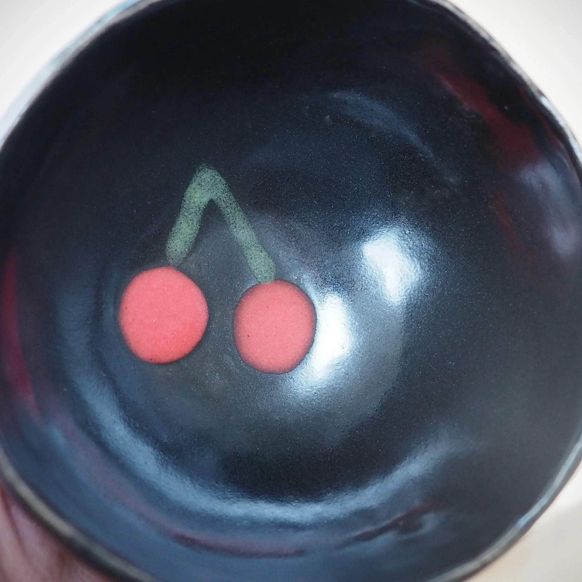 Handmade Black Cherry Pottery Tea Bowl