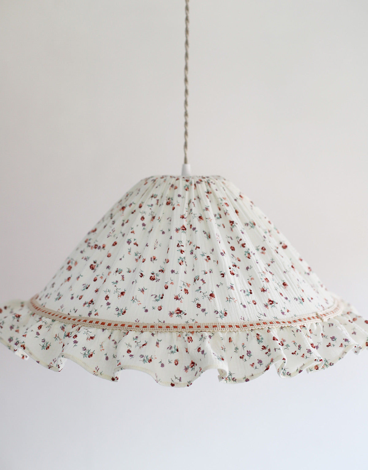 Emilia Conical Pendant Light with Ruffle in ‘Tiny Flowers’ Print