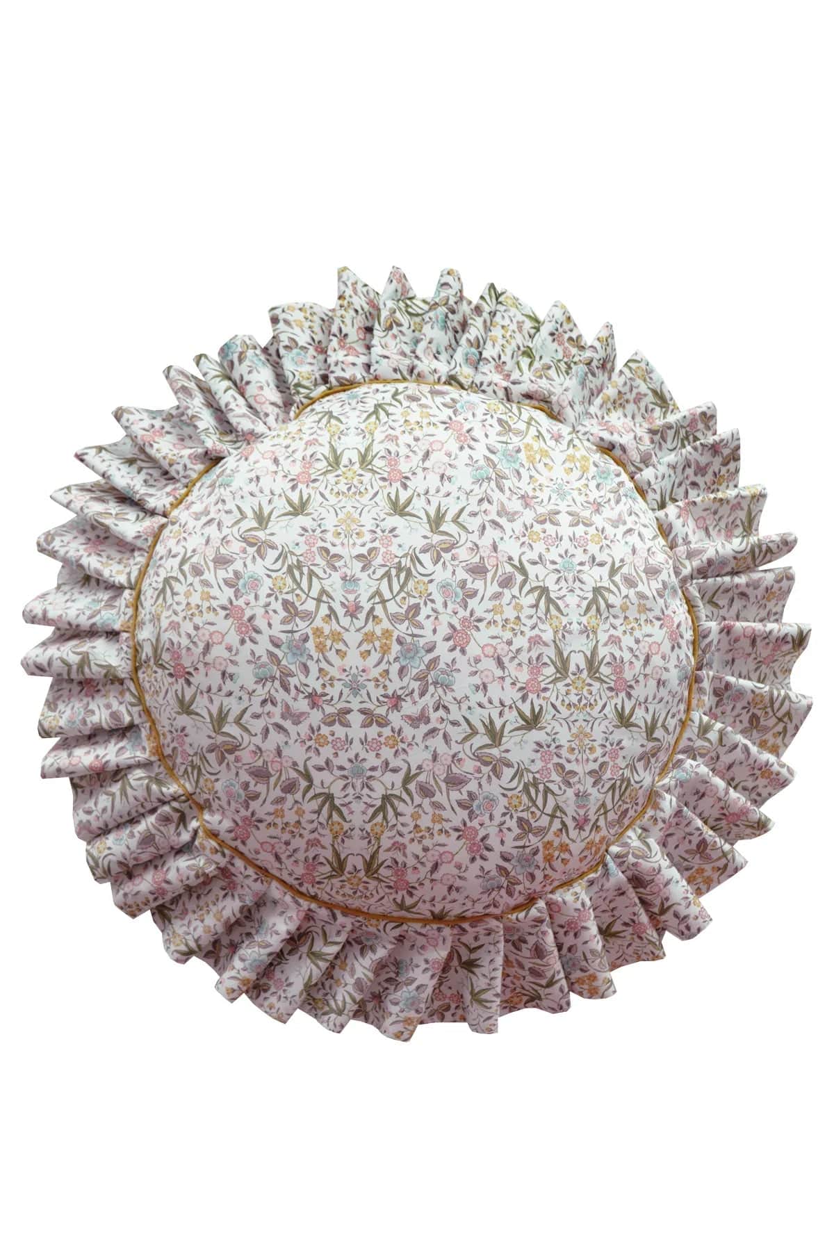 Round Pleat Cushion made with Liberty Fabric TAPESTRY