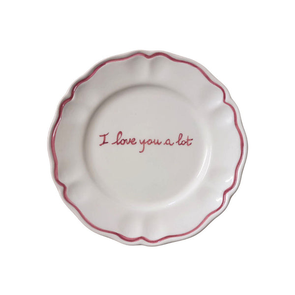 Sveva's Home "I love you a lot" Ceramic Scalloped Plate Set of 4
