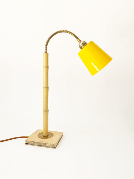 Bamboo and Terracotta Table Lamp - Yellow