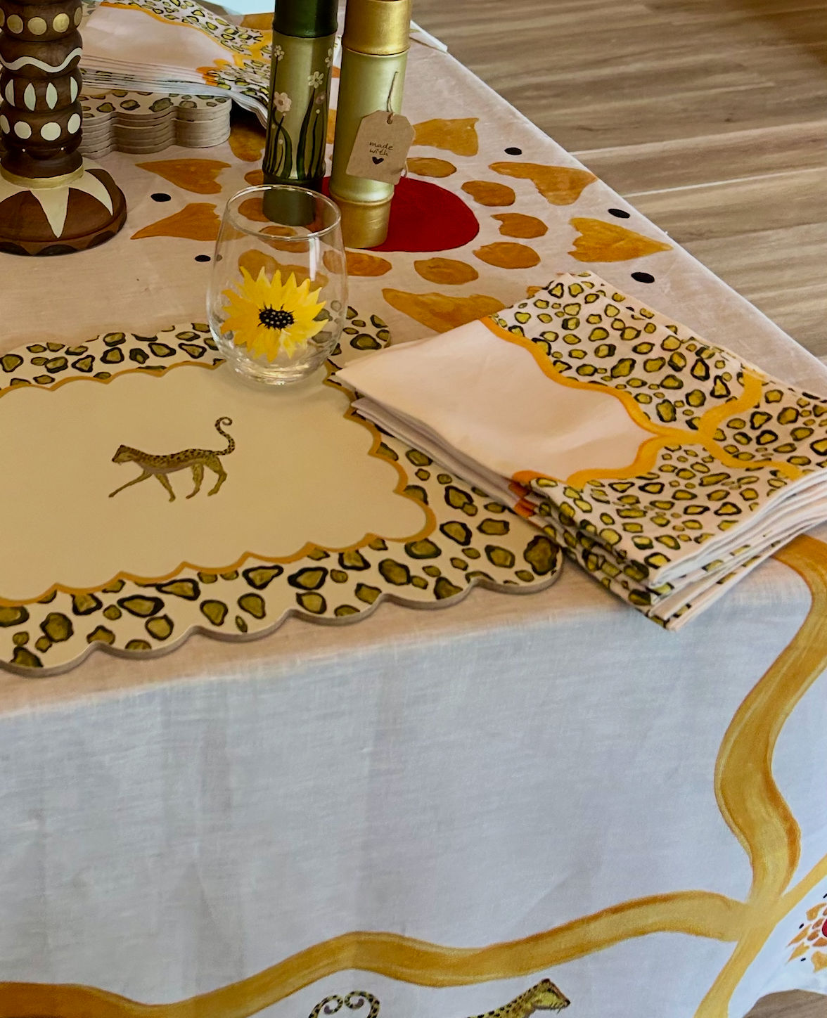 Green Leopard Print Napkin