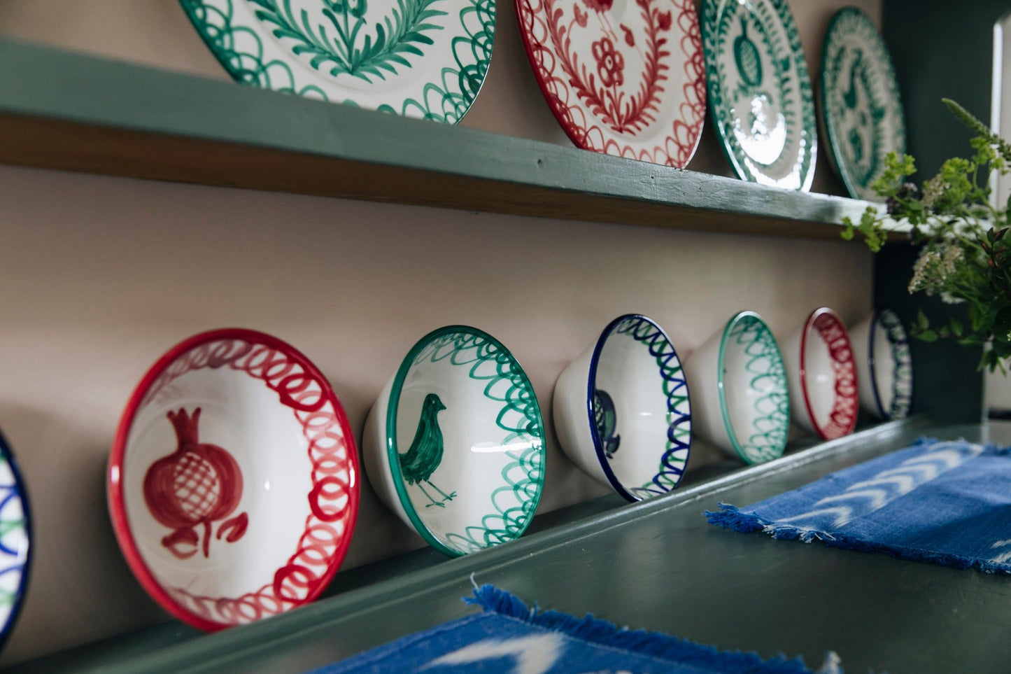 Fabric Placemat - Chambray With Three Ikat Chevron Stripes