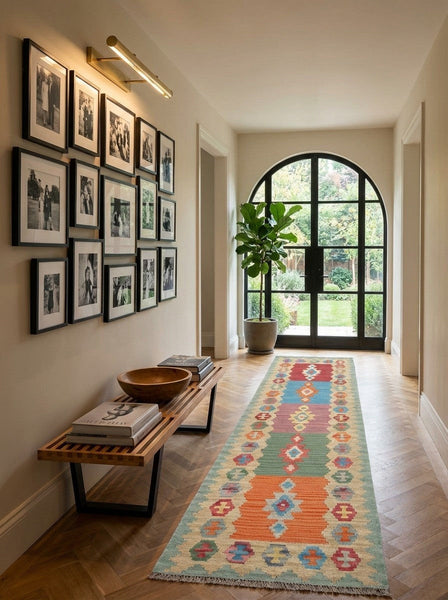 Gashgai Kilim · Hand-woven – Multicolored, 240x61 cm